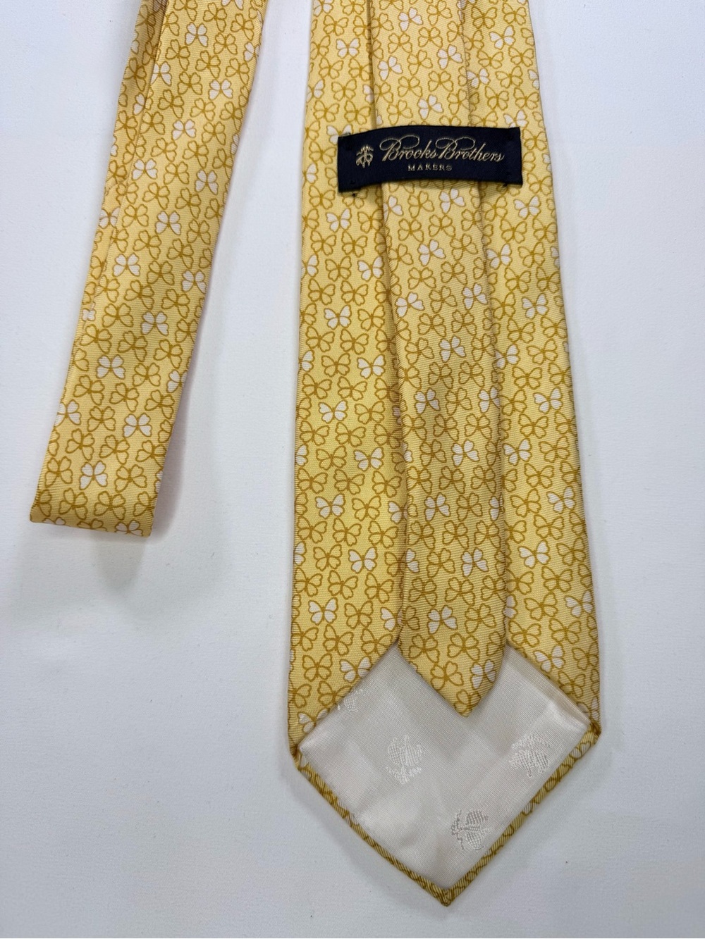 Brooks Brothers Yellow Floral Silk Tie with White Accents